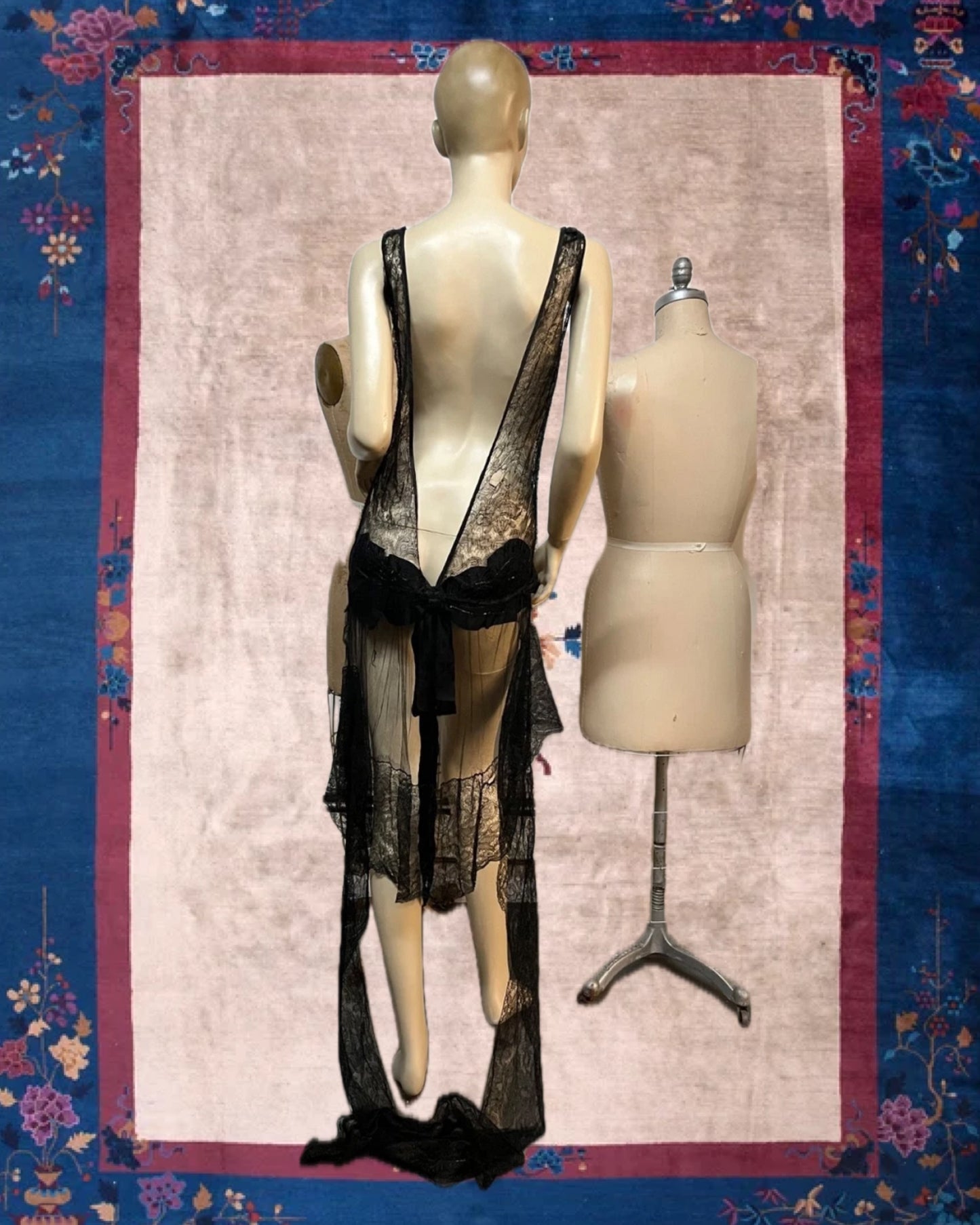 1930's Black Lace Lingerie Dress