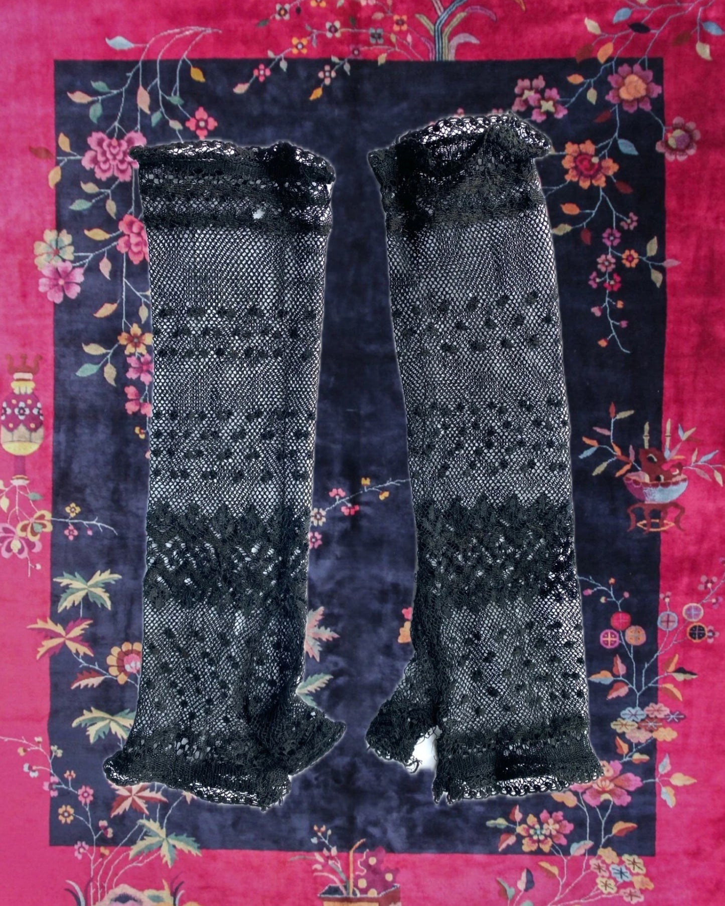 Victorian Black Lace Fingerless Mourning Gloves