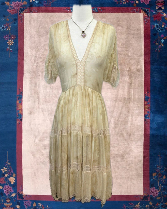 1930's Ivory Silk Sheer Gown