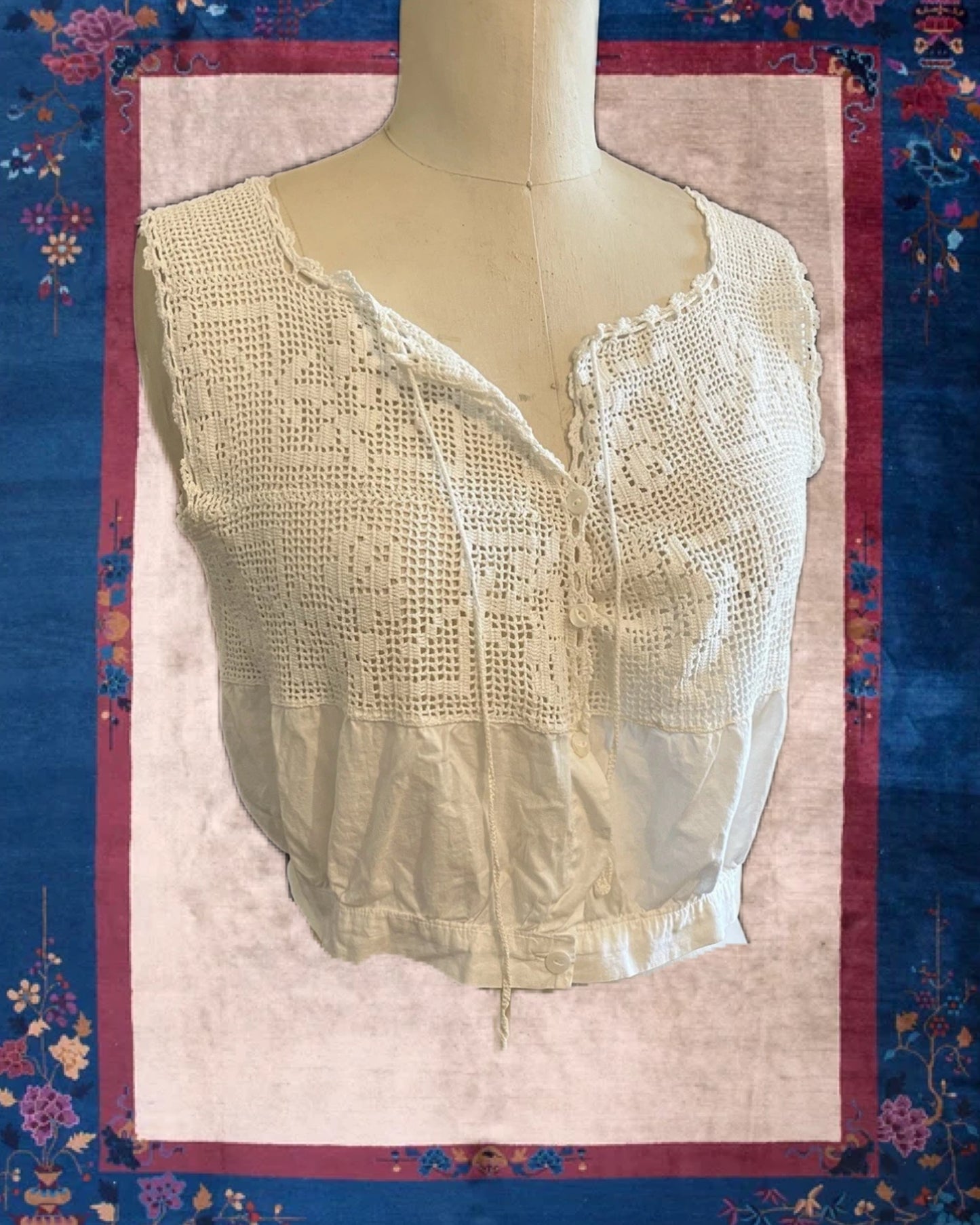 Edwardian Crochet Lace Muslin Corset Cover
