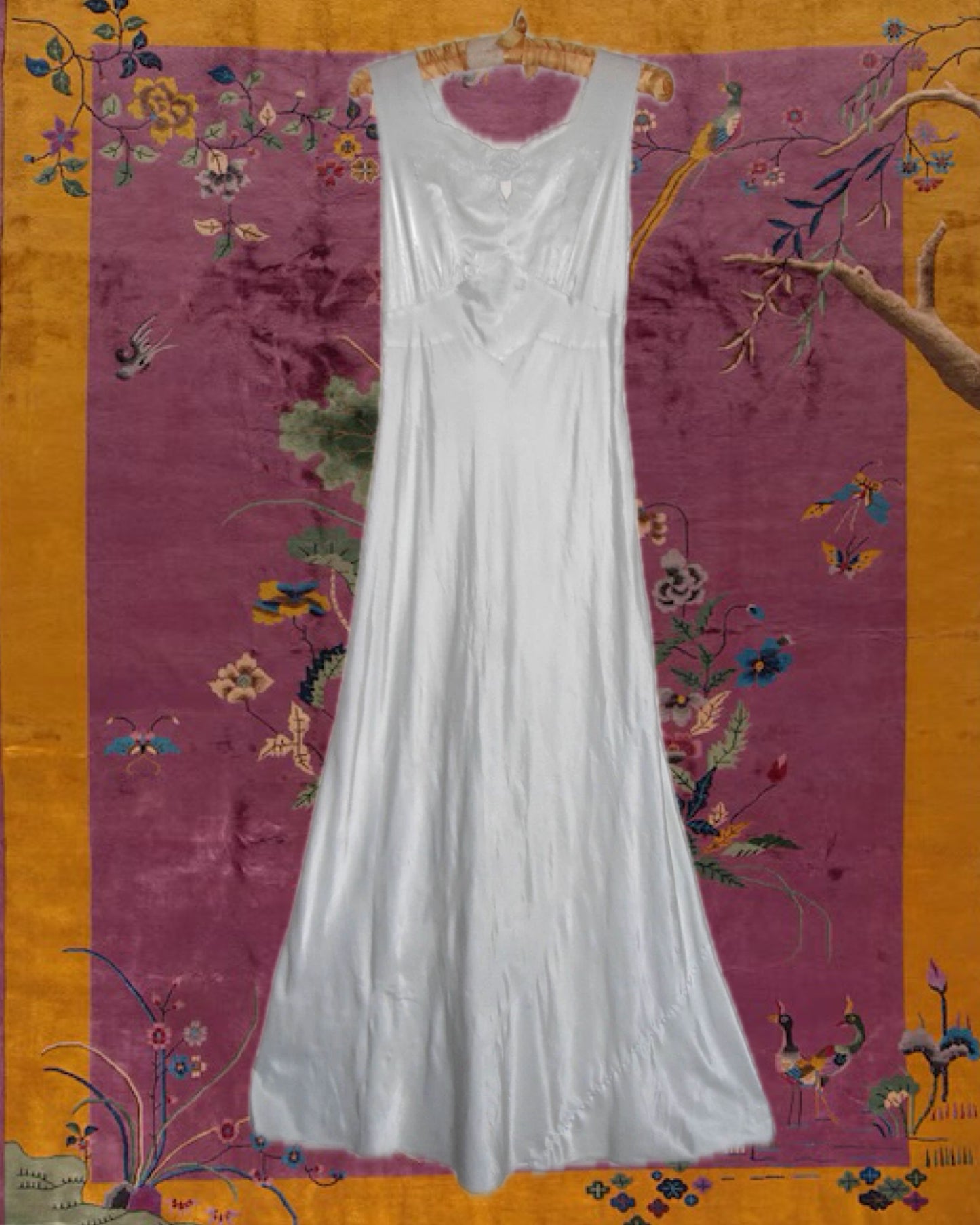 1930's White Silk Bias-Cut Slip Dress