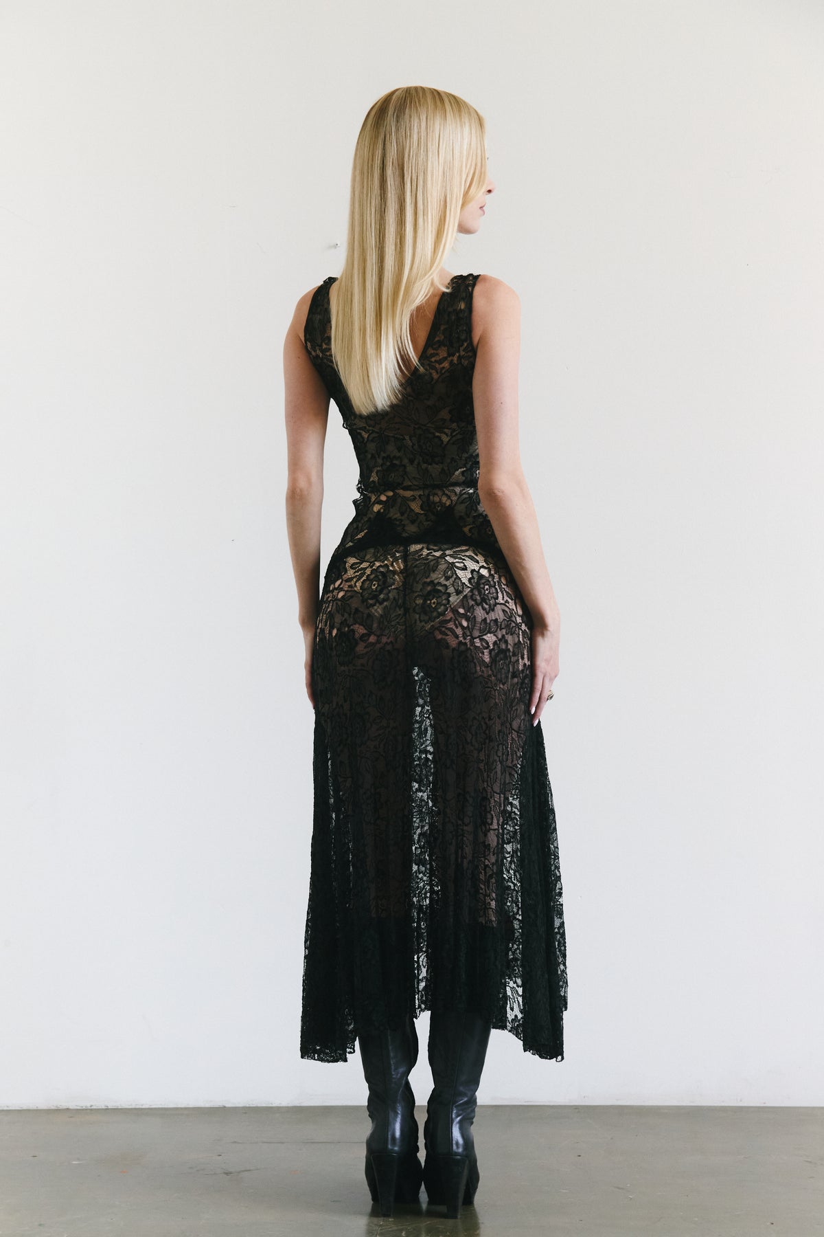 1930s Antique Black Lace Evening Gown & Jacket Set